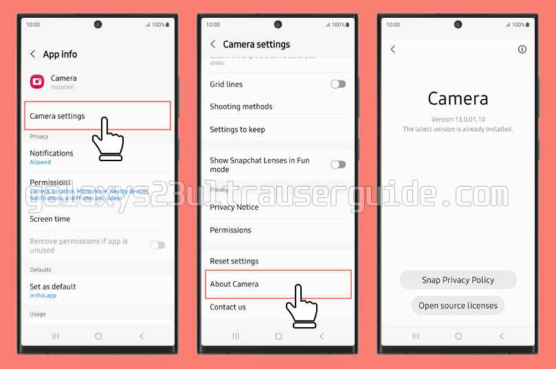 camera app check for updates samsung s23 ultra