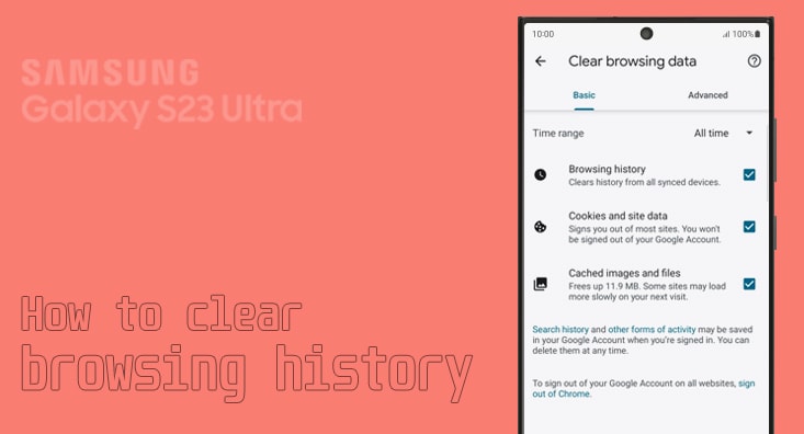 clear browsing data on s23 ultra