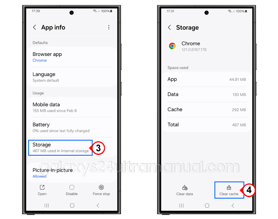 s24 ultra clear cache