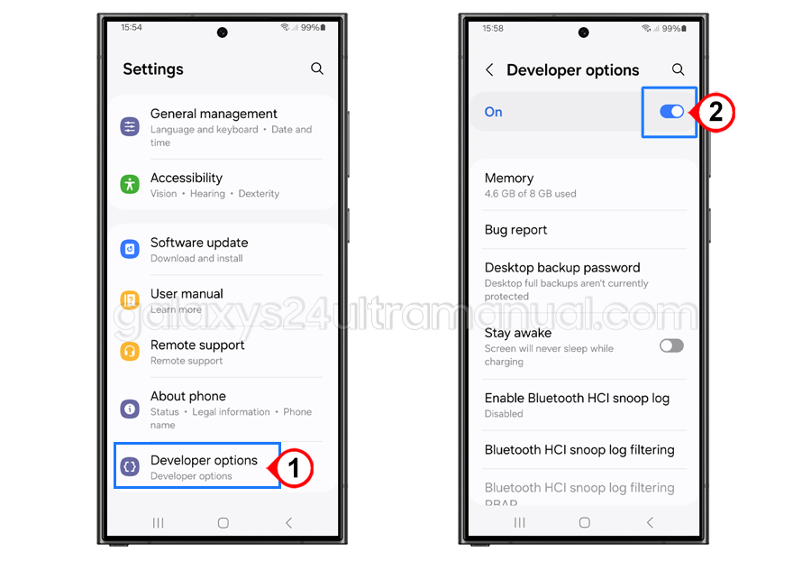 s24 ultra enable developer mode