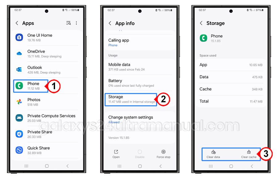 clear cache phone apps