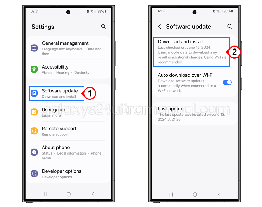 software update s24 ultra