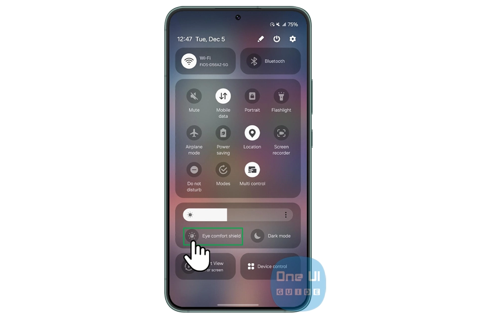 eye comfort shield quick panel